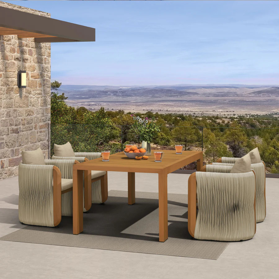PURPLE LEAF Outdoor Dining Set with Blended Olefin Cushion Aluminum Luxury Patio Furniture Dining... | Purple Leaf