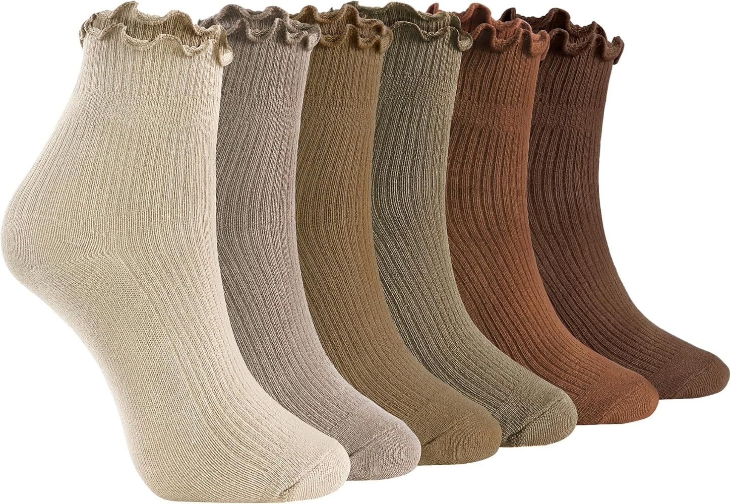 Ruffle Socks Women,Soft Frilly Socks for Women Girl Ankle Socks Lettuce Edge Socks Casual Knit Cr... | Amazon (US)