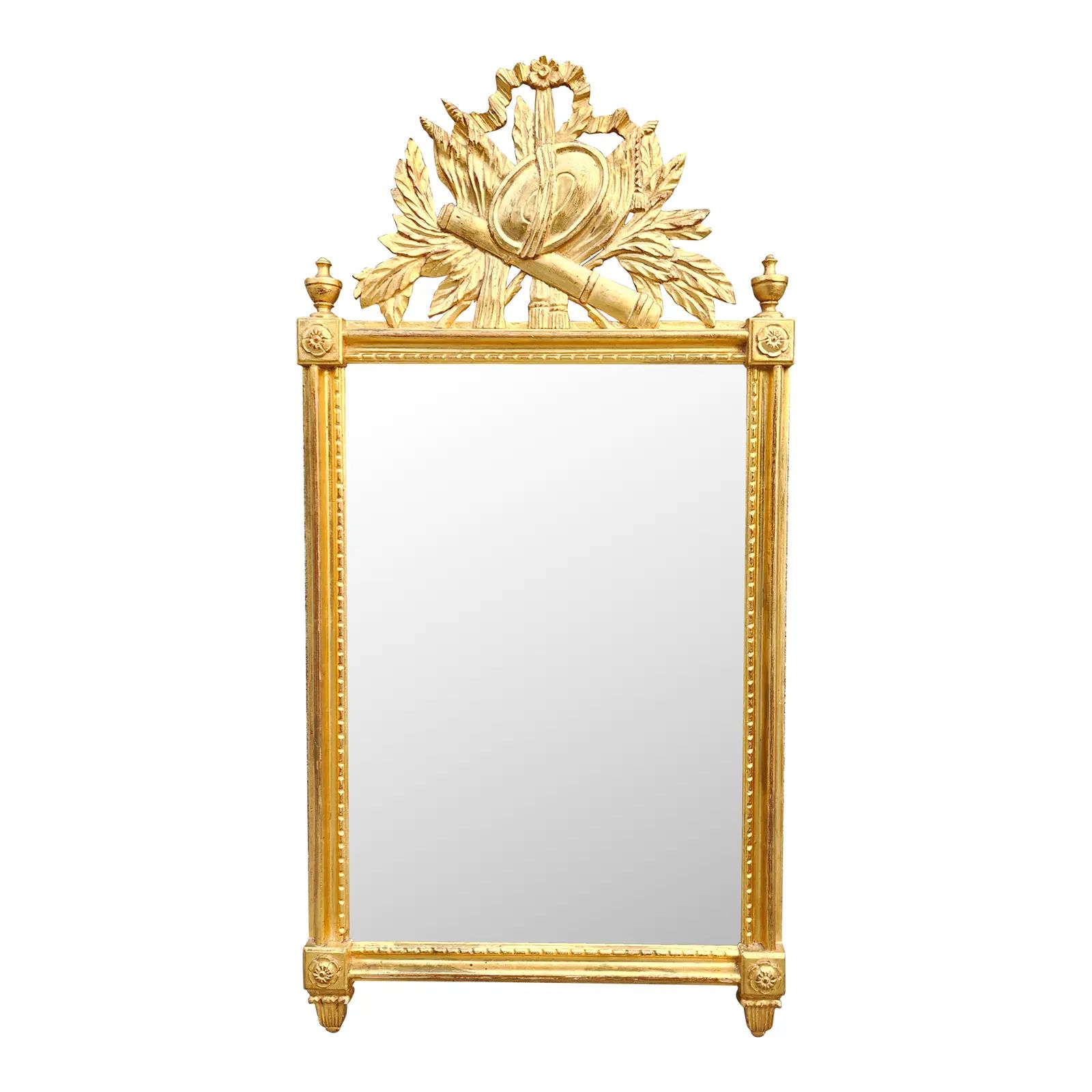 Antique French Louis XVI Style Giltwood Mirror | Chairish