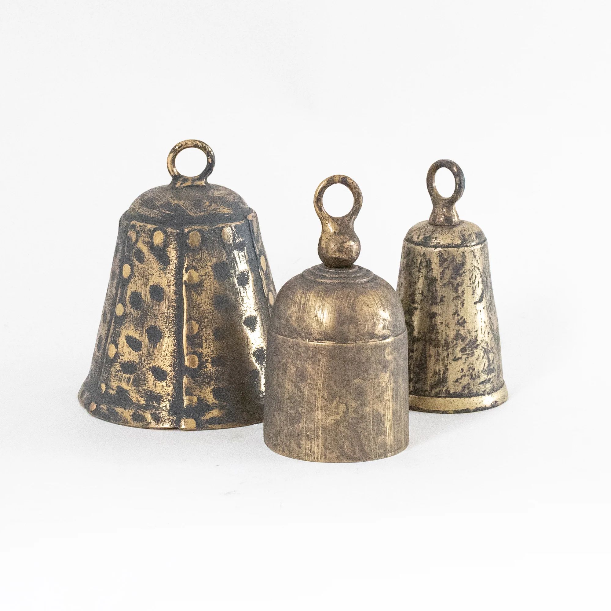 Antiqued Brass Bells | The Vintage Rug Shop