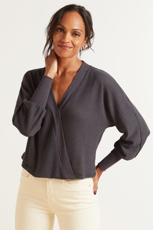 Evereve  Delia Waffle Surplice Top | Evereve