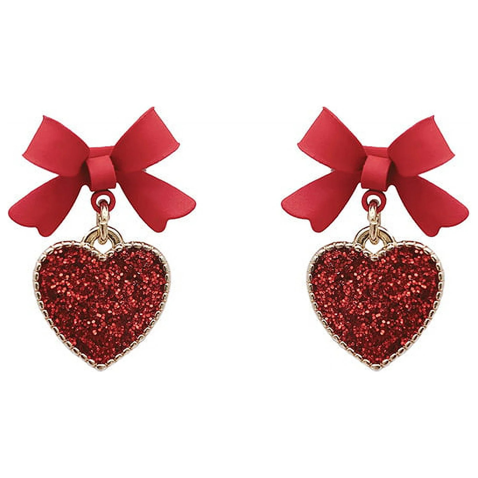 Stud Earrings Heart Shape Fashion Earrings for Women Girls, Valentine's Day Gifts | Walmart (US)