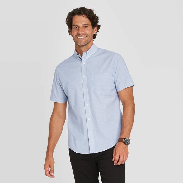 Men's Regular Fit Stretch Poplin Short Sleeve Button-Down Shirt - Goodfellow & Co™ | Target