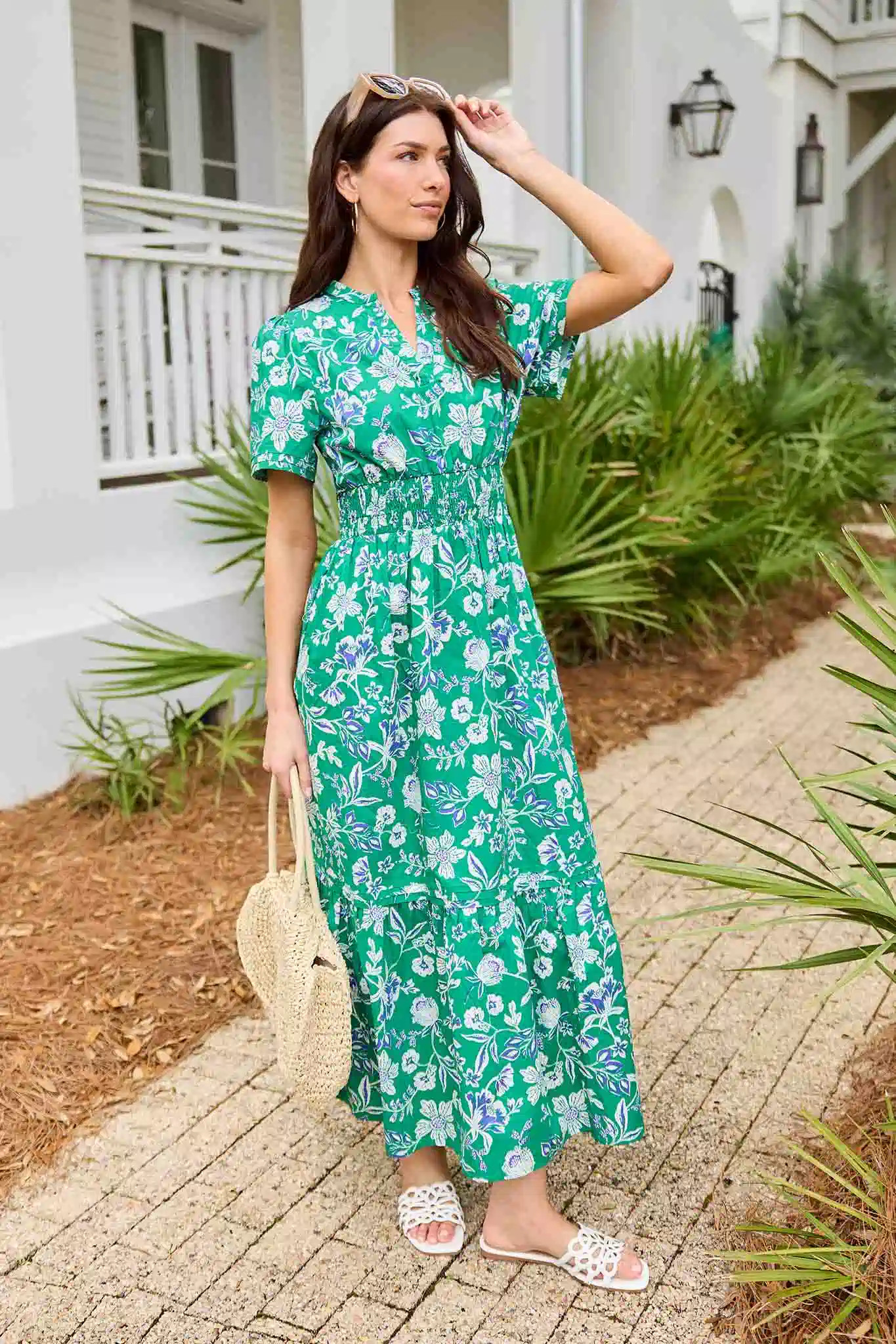 Isabella Green Floral Maxi Dress | Avara