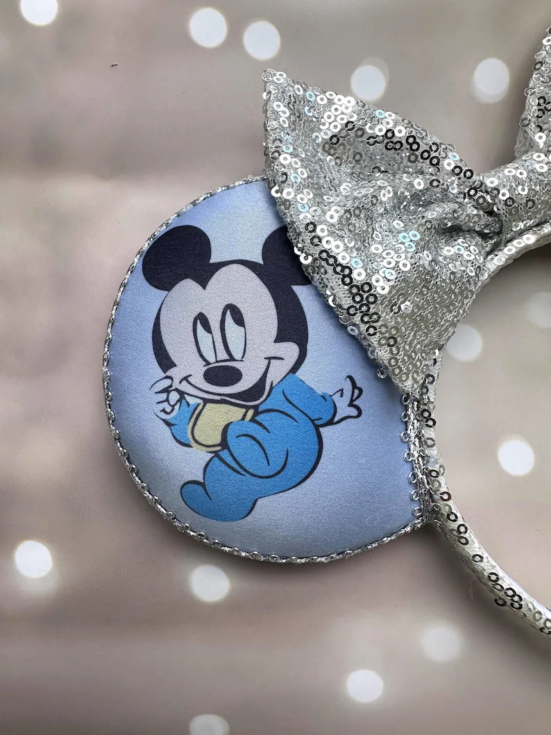 Gender Reveal Mouse Ears: Blue & Pink Mickey Ears Headband - Etsy | Etsy (US)