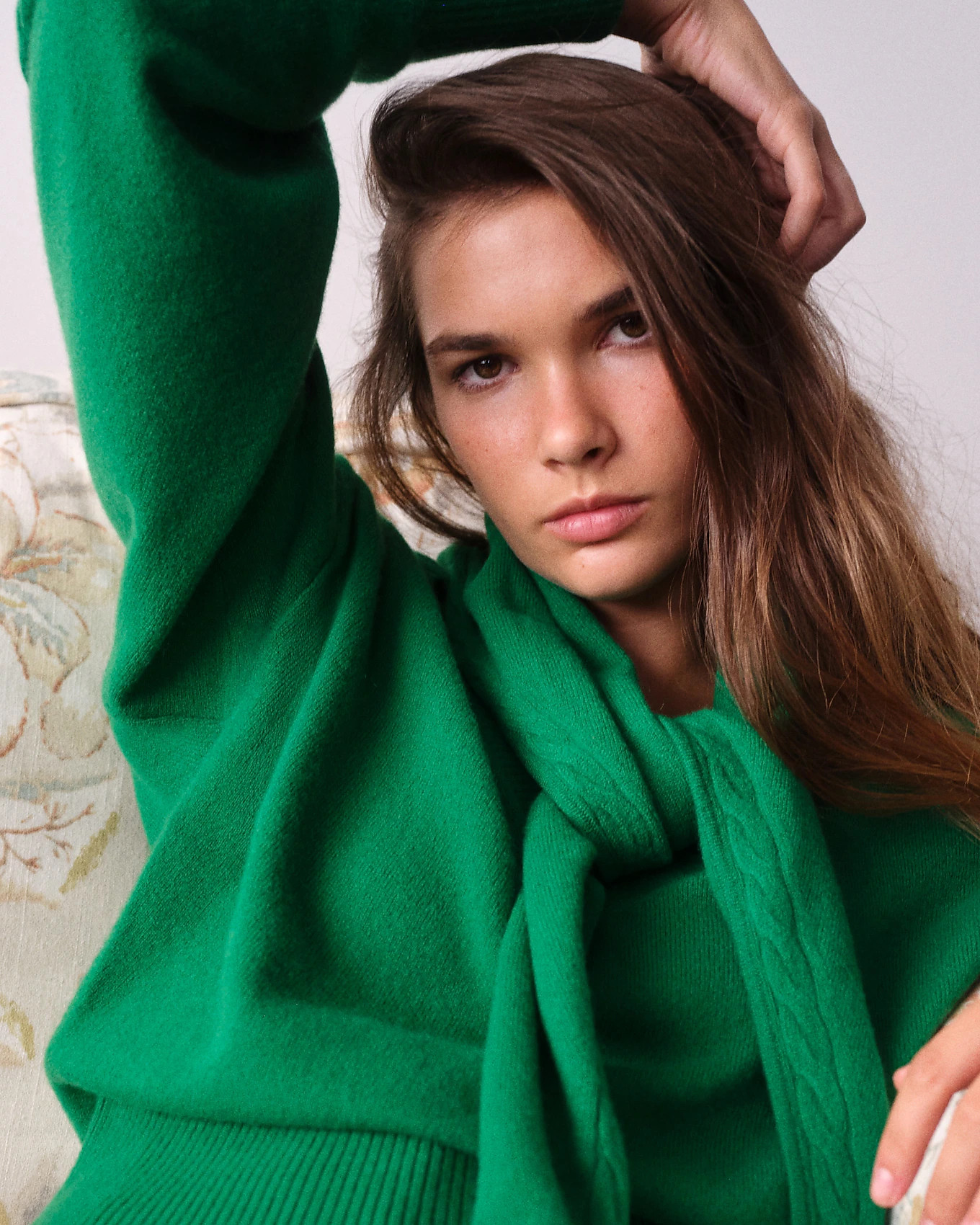 Cashmere V-neck sweater with removable scarf | J. Crew US