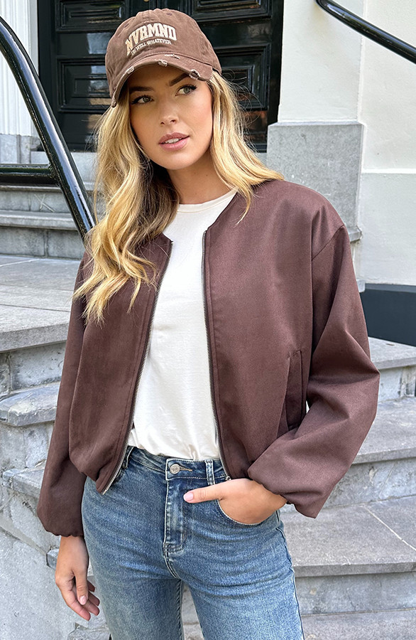 Oversized Suede Bomber Jacket Choco Bruin | The Musthaves (NL)