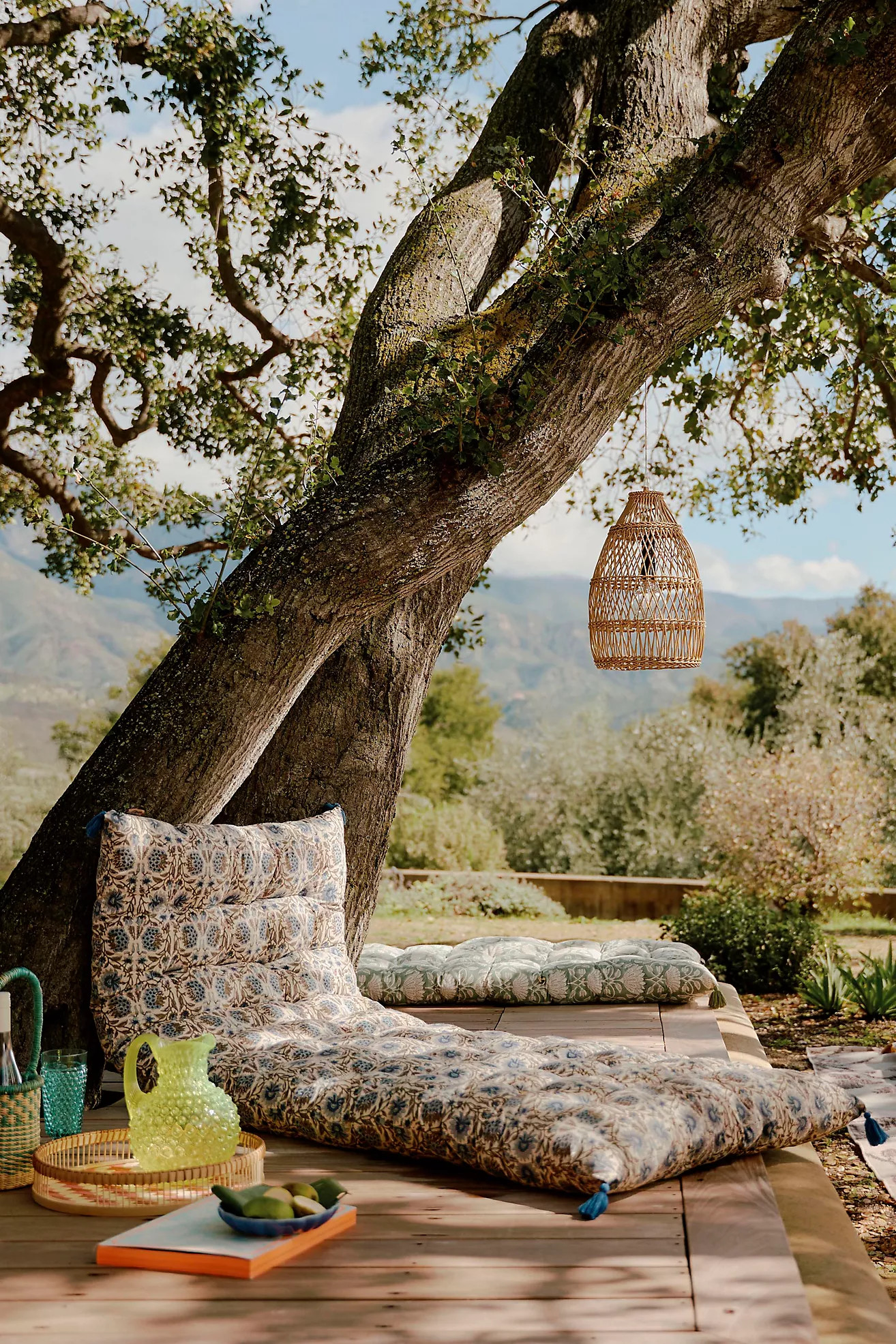 Tufted Cotton Floor Cushion, Garden Floral | Anthropologie (US)