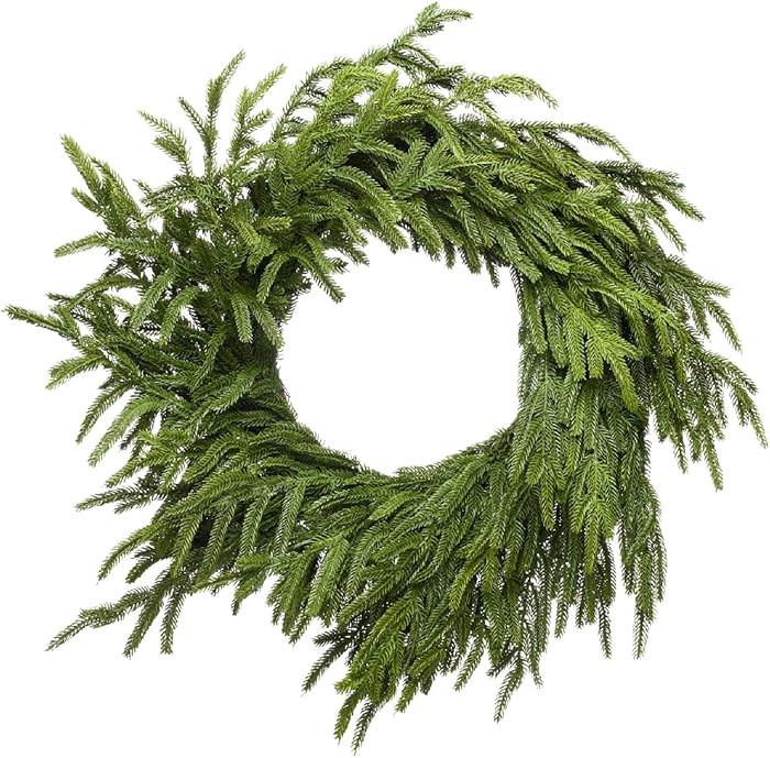 Somikis 24 Inch Christmas Wreaths for Front Door Real Touch Norfolk Pine Wreath for Winter Indoor... | Amazon (US)