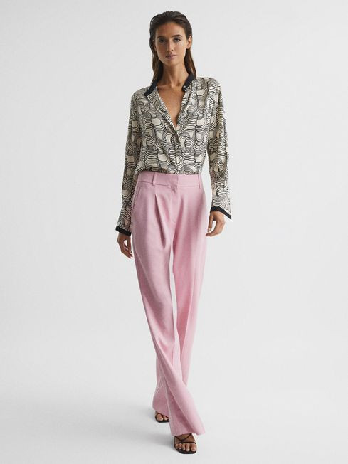 Reiss Cream/Black Jess Swirl Print Shirt Blouse | Reiss US