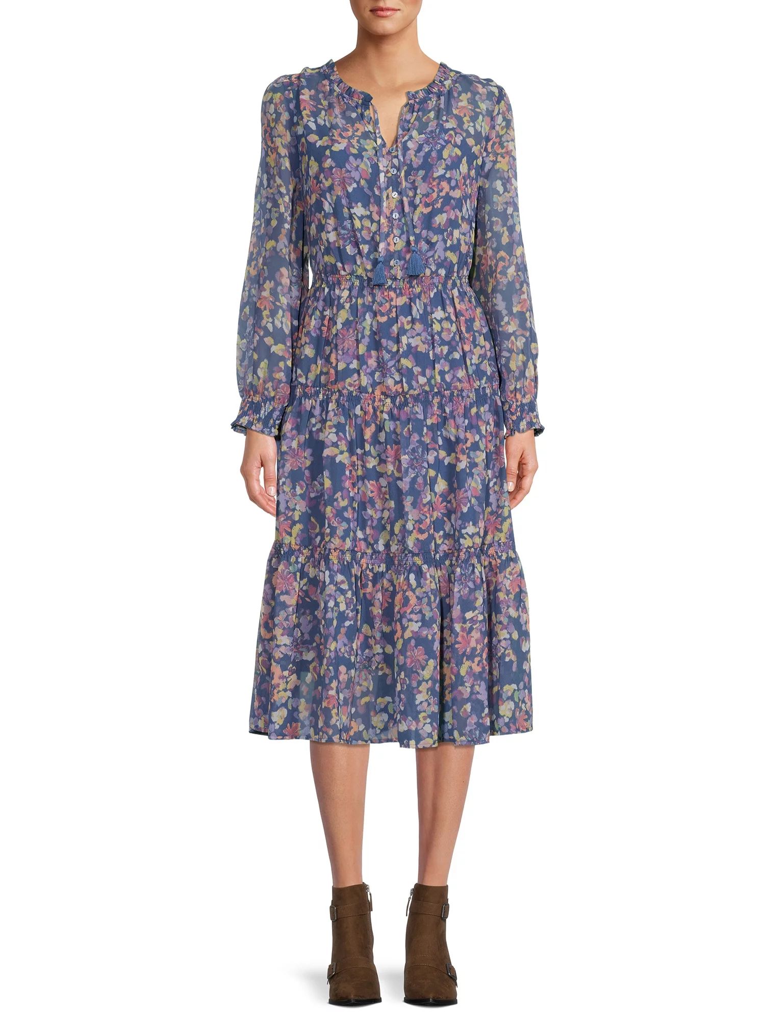 BeachLunchLounge Women's Tiered Print Dress | Walmart (US)