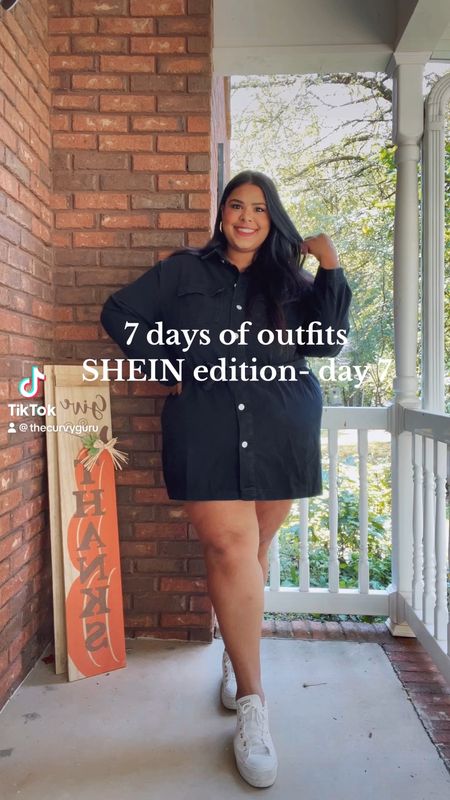 Crushing on this denim dress from #shein 🖤 it’s a little short so my tall girlies this may not workout but I just popped some shorts under! 

#LTKplussize #LTKfindsunder50 #LTKmidsize