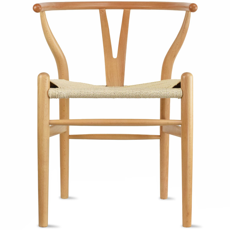Homelala Natural Wishbone Wood Armchair With Arms Open Y Back Open Mid Century Modern Contemporar... | Walmart (US)