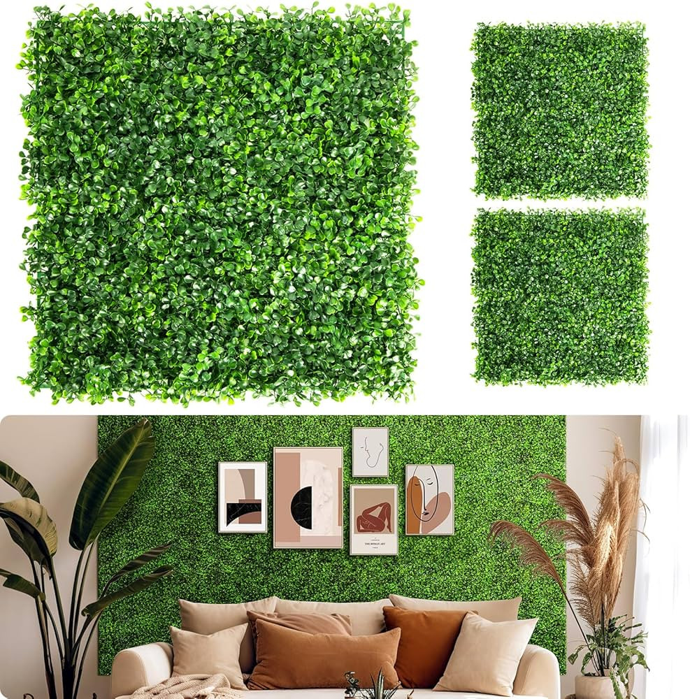 Aboofx Artificial Grass Wall Panels, 12 Pack 10x10in Green Wall Decor Greenery Wall for Indoor Ou... | Amazon (US)