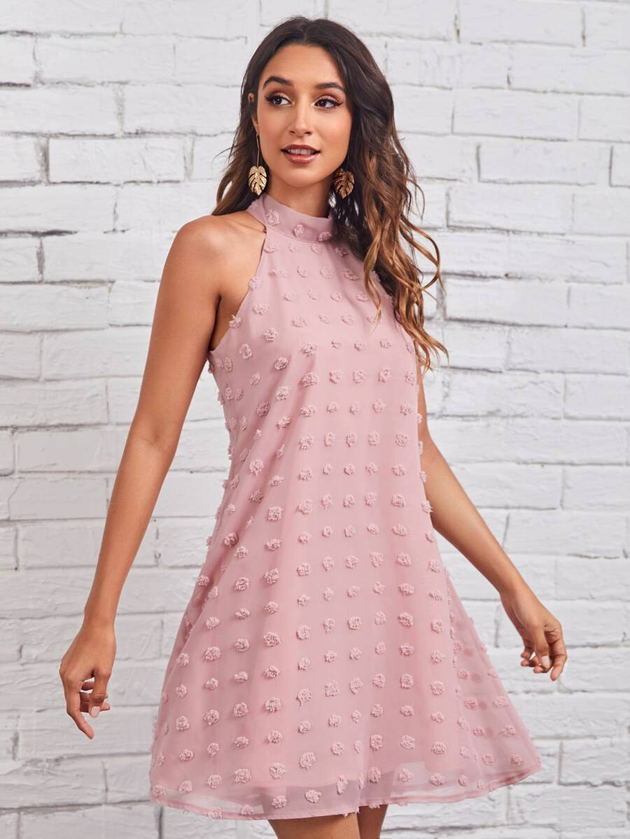 SHEIN Tie Back Swiss Dot Dress | SHEIN