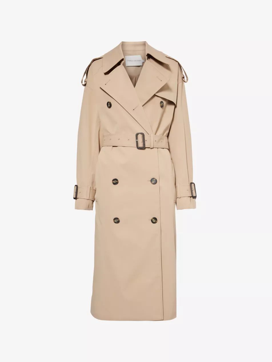 Evans double-breasted recycled-polyester trench coat | Selfridges