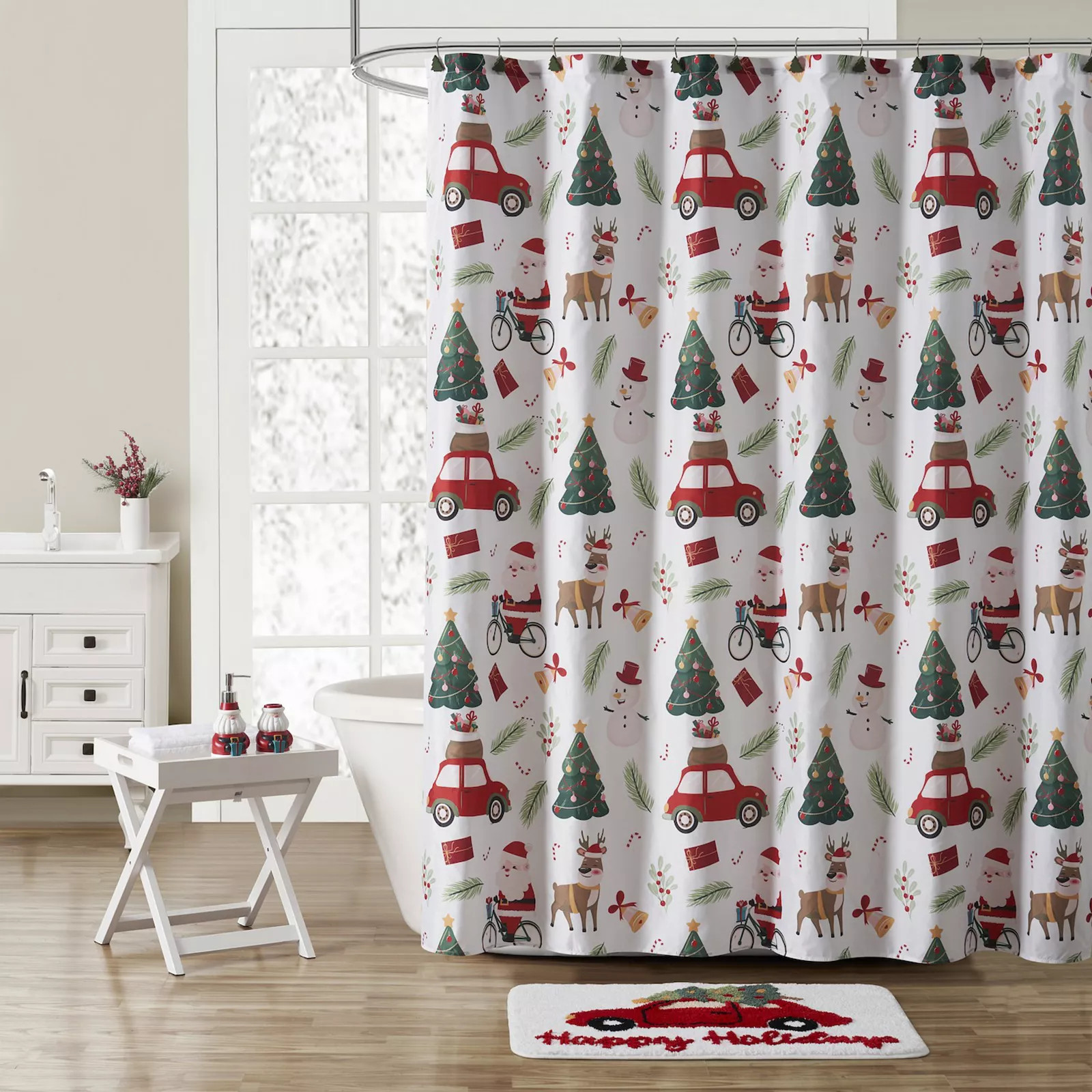 VCNY Home Holiday Santa Snowman 16-pc. Shower Curtain Bath Set, Multi | Kohl's