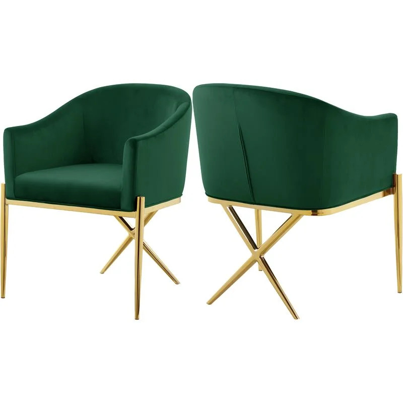 Meridian Furniture Xavier 19.5"H Velvet Dining Chair in Green | Walmart (US)