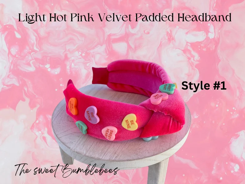 Valentine's Day Headbands for Women and Girls, Heart Headbands, Knotted Headband, Hot Pink Headba... | Etsy (US)
