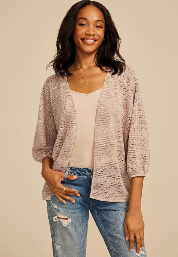 Crochet Blouson Sleeve Kimono | Maurices