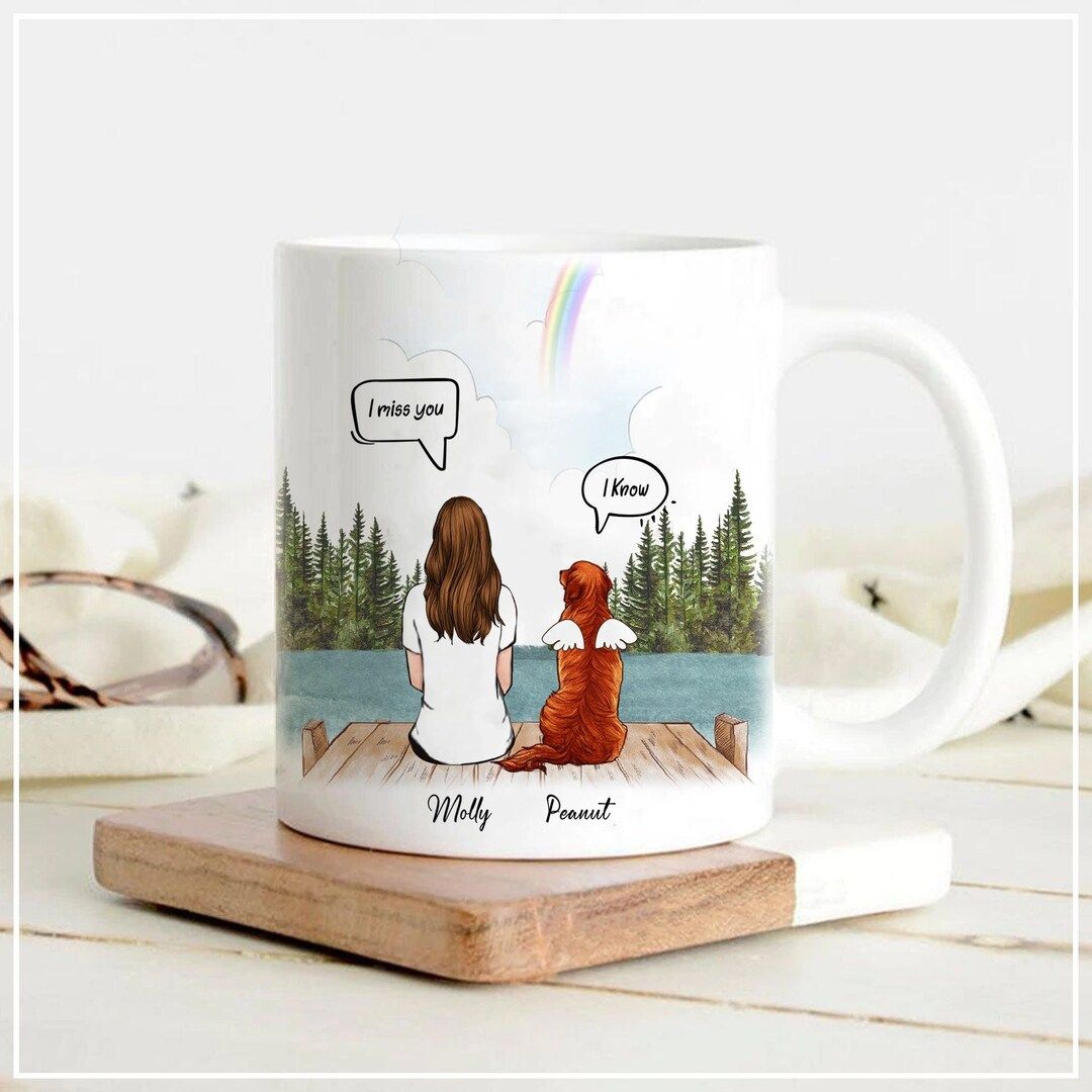 Dog and Mom Mug Owner and Pet Memorial Gift Custom Dog Portrait Personalized Dog Memorial Gift fo... | Etsy (US)