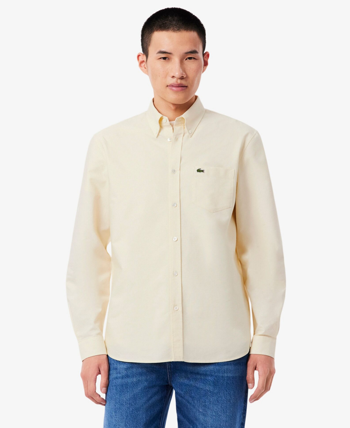 Lacoste Men's Woven Long-Sleeve Button-Down Oxford Shirt - Naturel Clair/naturel Cla | Macy's