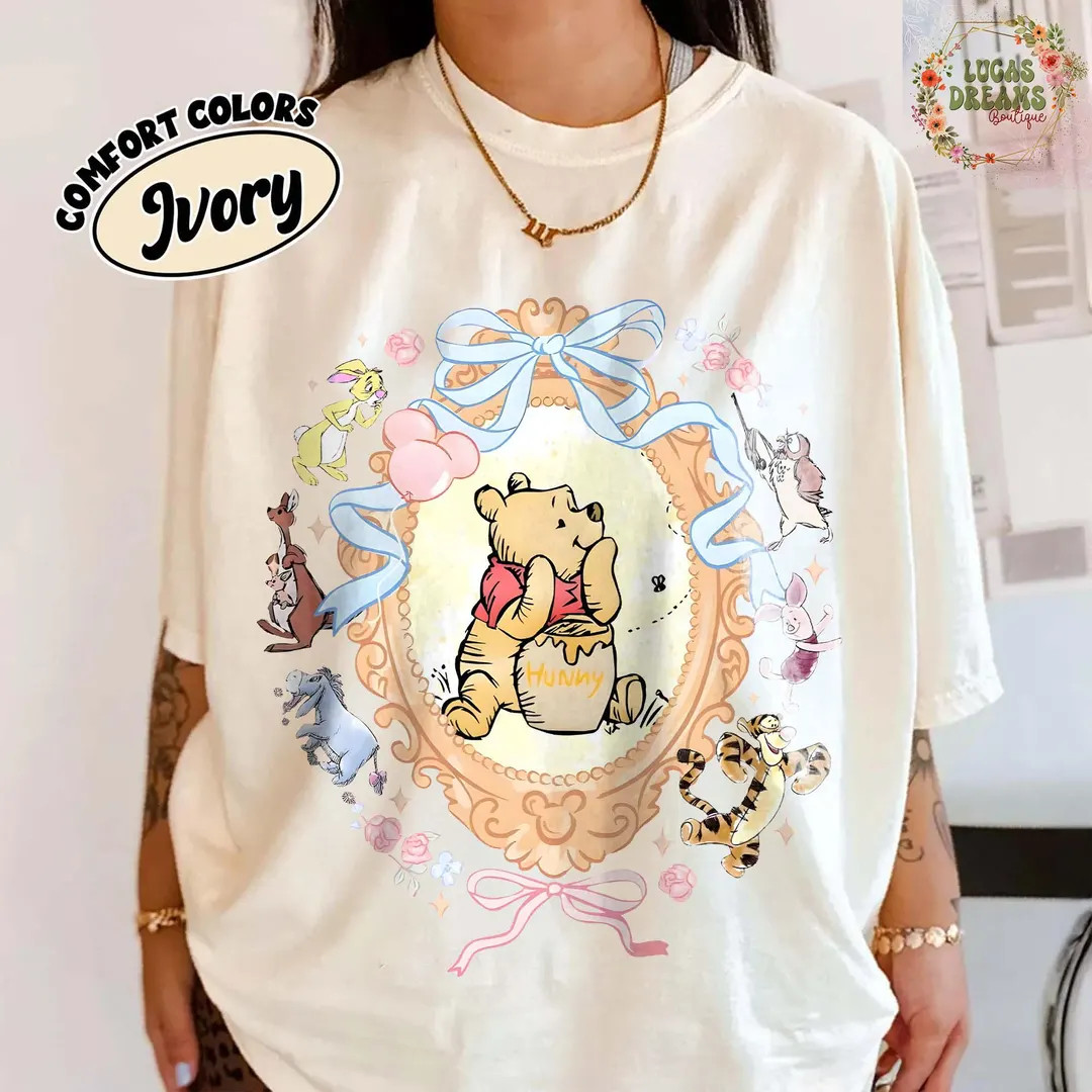 Watercolor Coquette Bow Pooh and Friends Shirt, Disney Winnie the Pooh Shirt, Magical Kingdom Shi... | Etsy (US)