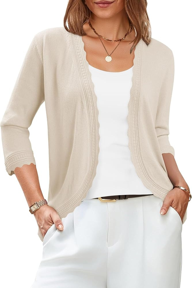 KISSMODA Womens Cardigan Sweaters Casual Lightweight 3/4 Sleeve Tops Button Down V-Neck Clothes | Amazon (US)