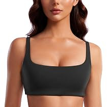 CRZ YOGA Butterluxe Spaghetti Strap Sports Bras for Women - Square Neck Yoga Wireless Low Coverag... | Amazon (US)