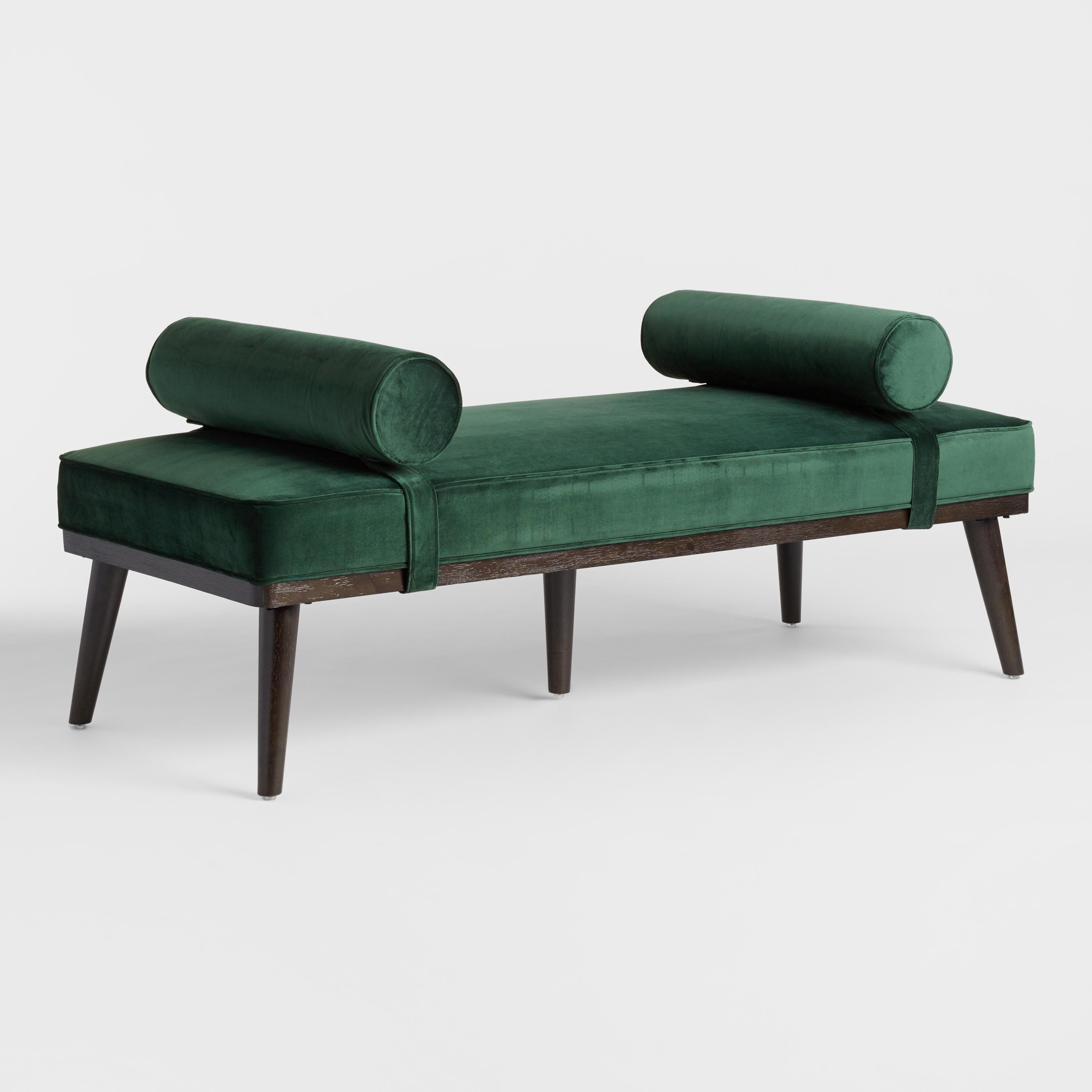 Forest Green Kaylyn Bench with Bolsters | World Market