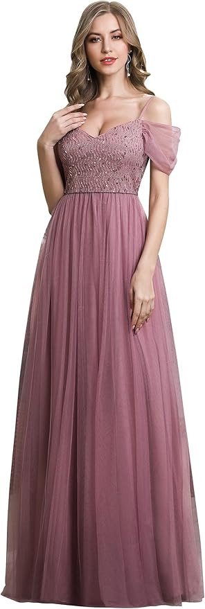 Ever-Pretty Women's A-Line Cold Shoulder Wedding Party Long Bridesmaid Dress 0766 | Amazon (US)