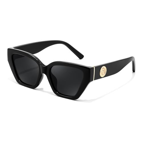 FEISEDY Women's Polarized Cat Eye Sunglasses - UV400 Protection, Trendy Design for Driving & Daily Wear B0299 Black/Grey | Amazon (US)