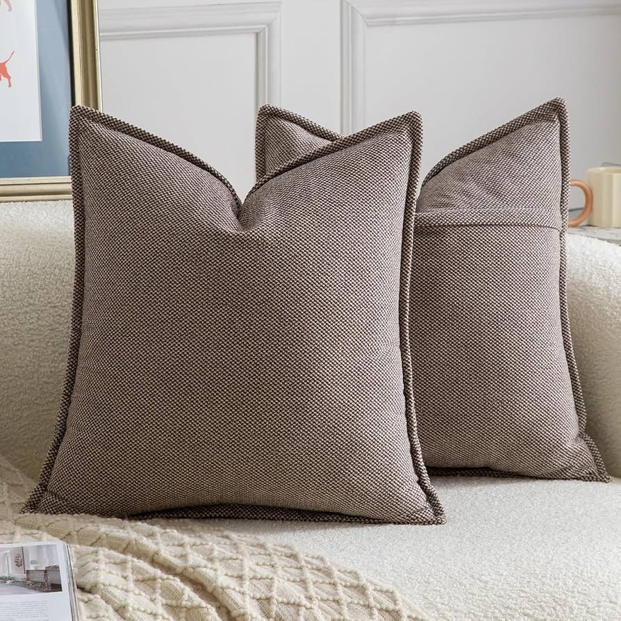 MADIZZ Pack of 2 Decorative Throw Pillow Covers Soft Chenille Throw Pillows Solid Textured Cushio... | Amazon (CA)