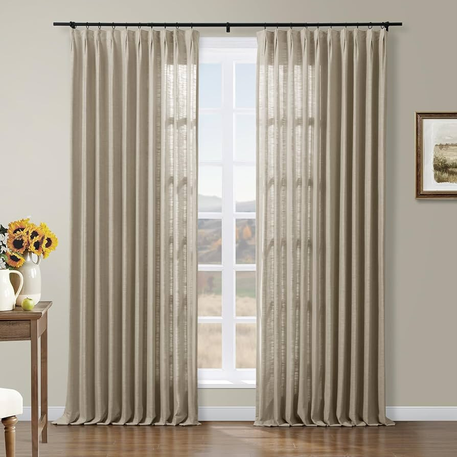 TWOPAGES 52 W x 84 L inch Pinch Pleat Unlined Darkening Drape Faux Linen Curtain Drapery Panel fo... | Amazon (US)