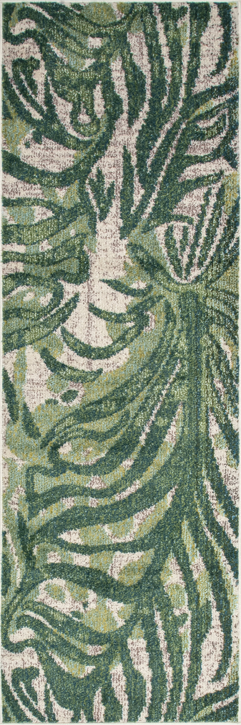 Green Abstract Floral 2' x 6' rug | Rugs USA