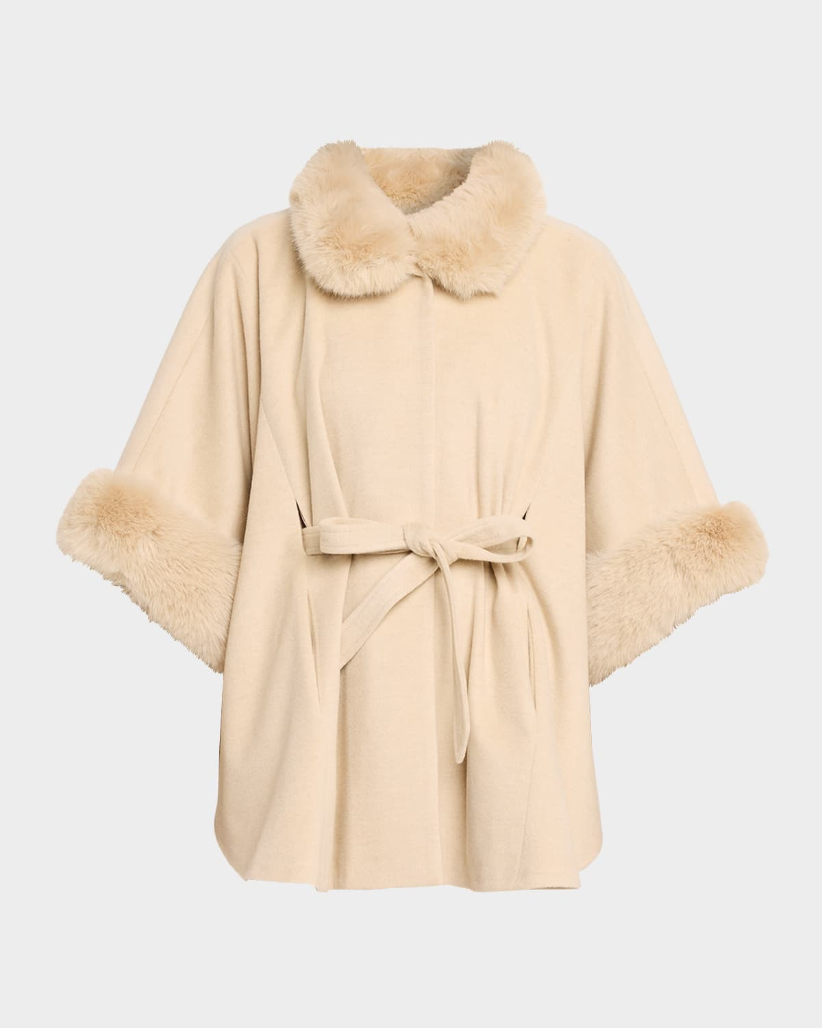 Cashmere Shawl W/ Faux Fur Trim | Neiman Marcus