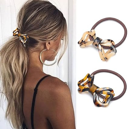 Brinie Tortoise Shell Hair Ties Bowknot Hair Scrunchies Elastic Hair Bands Styling Stretchy Ponyt... | Amazon (US)