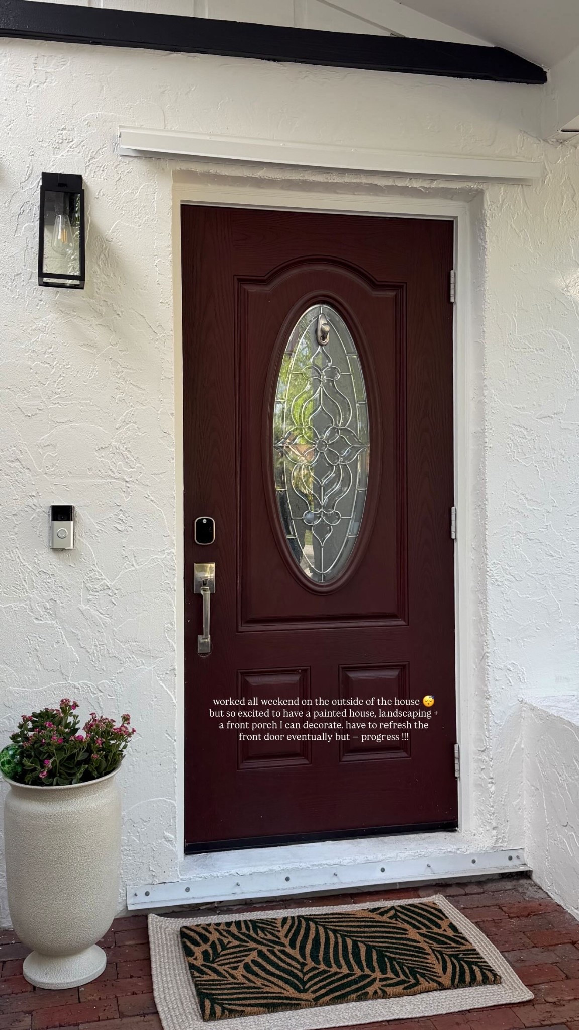 worked all weekend on the outside of the house 😴 but so excited to have a painted house, landscaping + a front porch I can decorate. have to refresh the front door eventually but — progress !!!

#LTKHome #LTKSeasonal #LTKSaleAlert