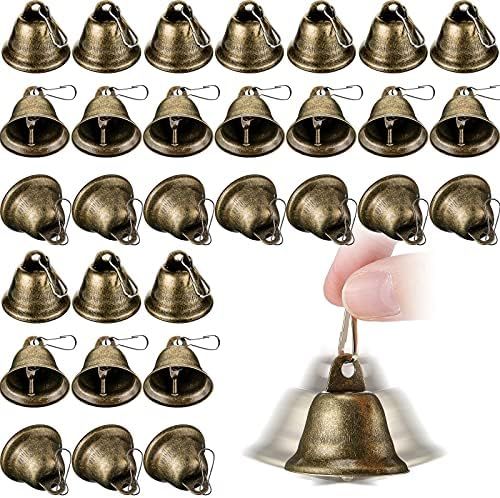 30 Pieces Jingle Bells Craft Small Bells Brass Bells Vintage Bells with Spring Hooks for Hanging Win | Amazon (US)