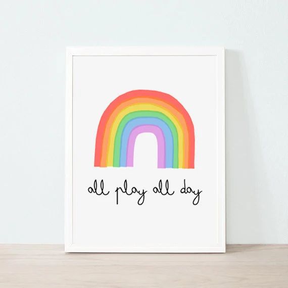 Rainbow print,all play all day Rainbow wall art, nursery printable wall art, kids poster, Scandinavi | Etsy (US)