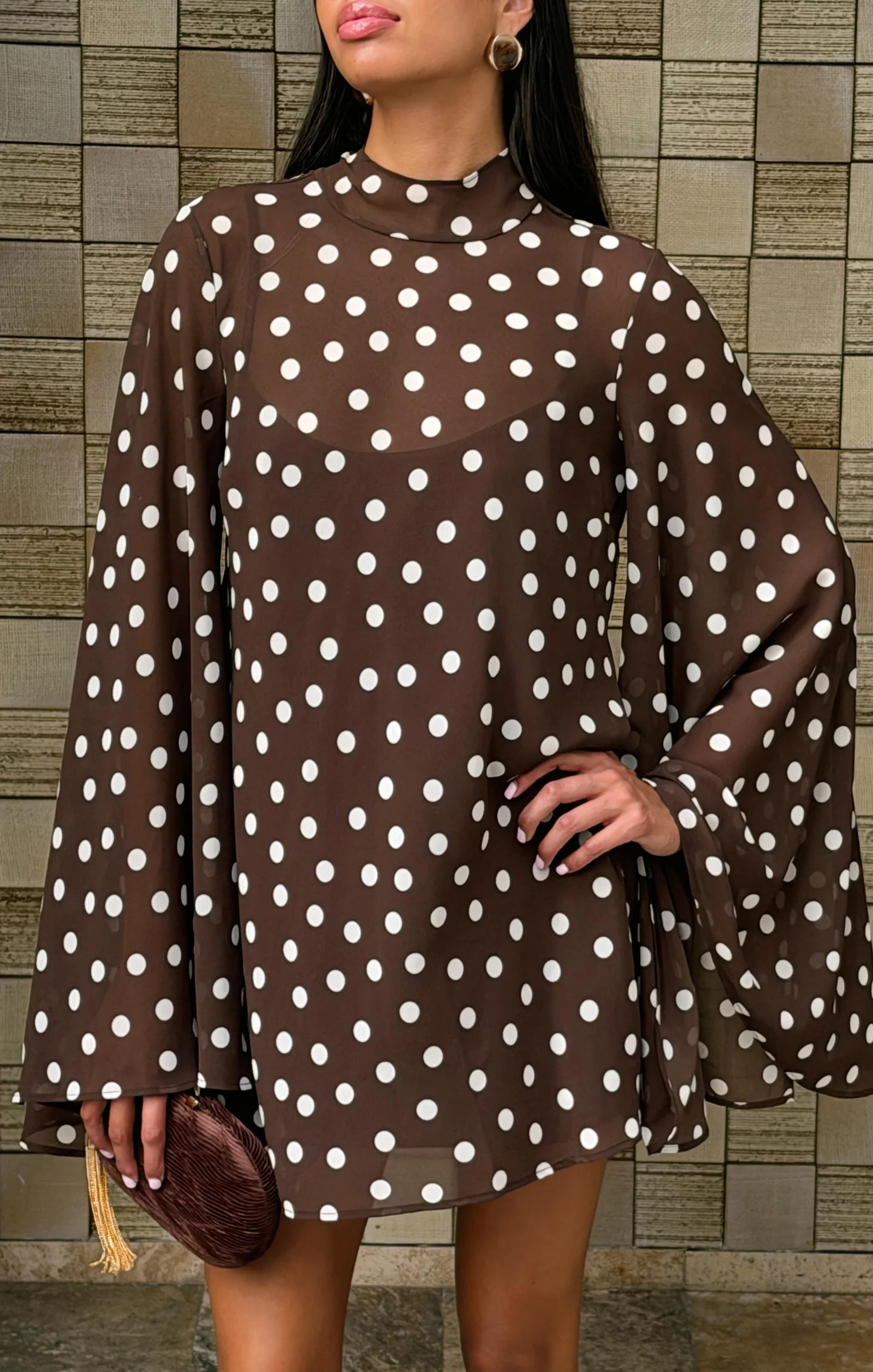 Katelyn Mini Dress ~ Chocolate Brown Polka Dot | Show Me Your Mumu