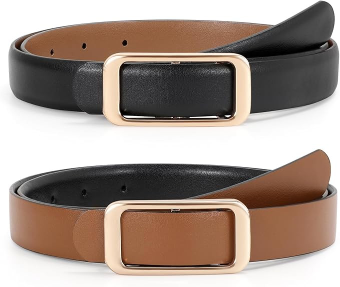 JASGOOD Women Reversible Leather Belt for Pants Jeans Ladies Waist Belt for Dresses | Amazon (US)