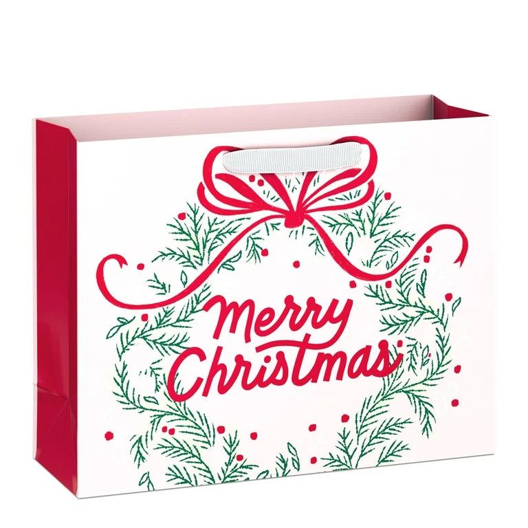 Hallmark Large Holiday Gift Bag (Merry Christmas Wreath with Bow) | Walmart (US)