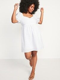 .Fit &#x26; Flare Puff-Sleeve Seersucker All-Day Mini Dress | Old Navy (US)