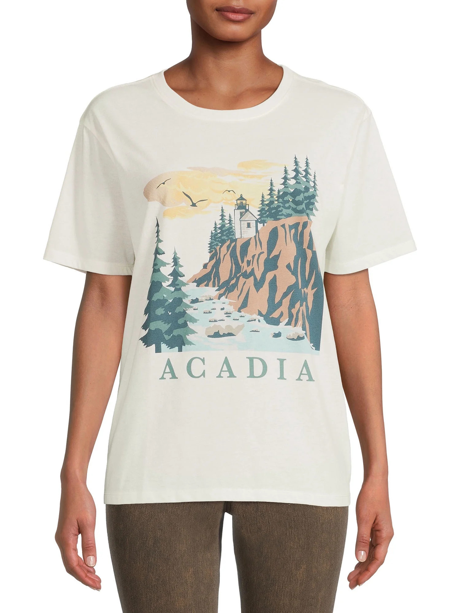 Time & Tru Women’s Arcadia Short Sleeve Graphic Tee - Walmart.com | Walmart (US)