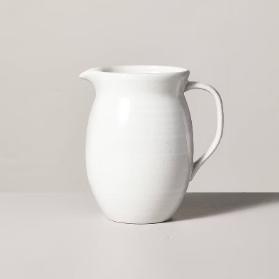 54oz Flared Brim Stoneware Beverage Pitcher Vintage Cream - Hearth & Hand™ with Magnolia | Target