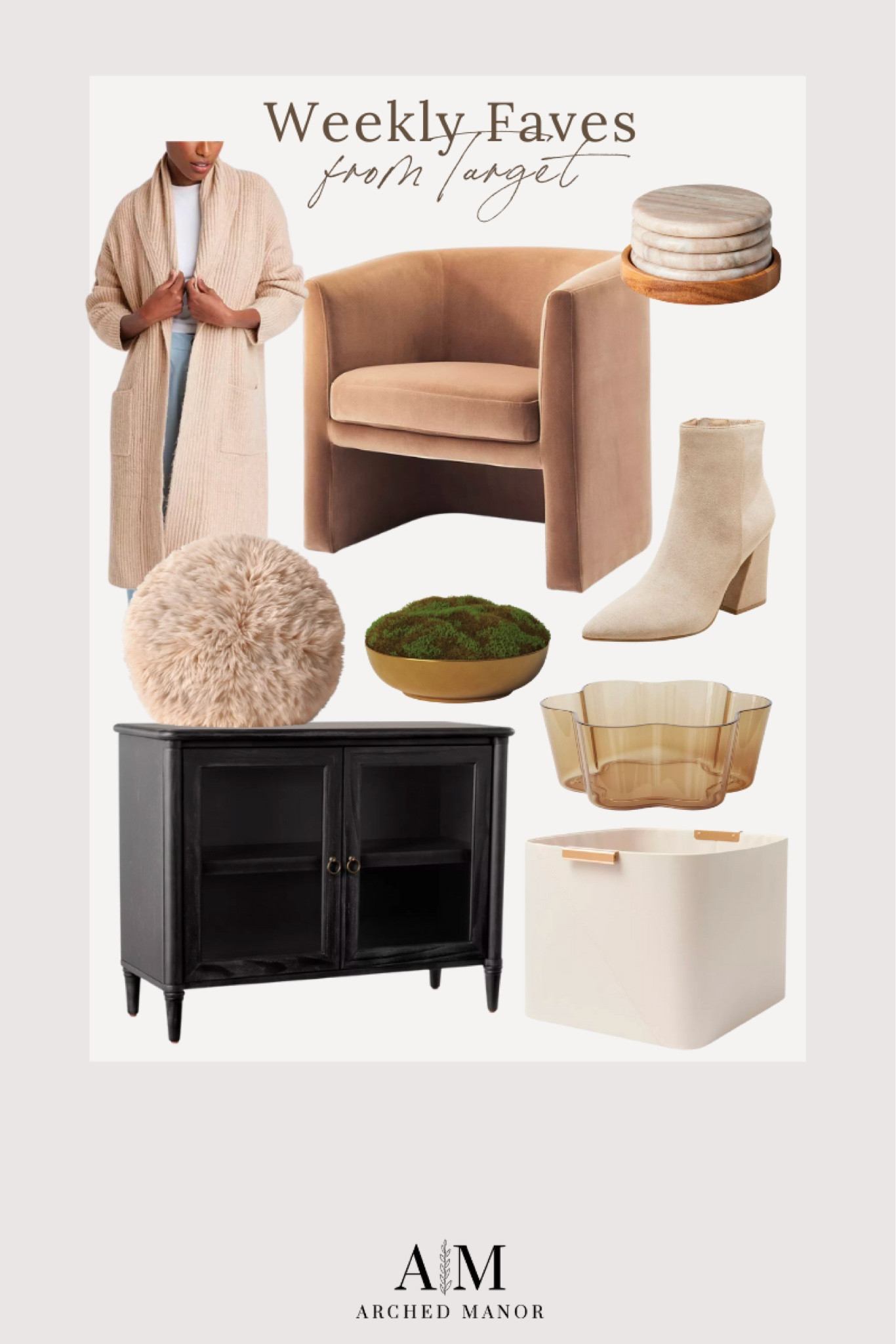 Weekly faves from Target

Home  Home decor  Home finds  Winter outfit  Winter fashion  Accent chair  Booties  Neutral  Basket  Organization  Storage  Throw pillow  Coasters  Marble  Wooden

#LTKGiftGuide #LTKhome #LTKMostLoved