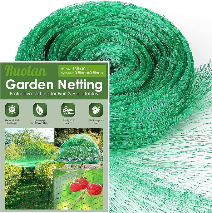 13X40Ft Bird Netting for Garden Protect Vegetable Plants and Fruit Trees,Plastic Trellis Netting ... | Amazon (US)
