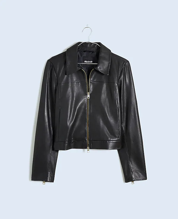 Shrunken Zip-Front Jacket in Leather | Madewell | Madewell