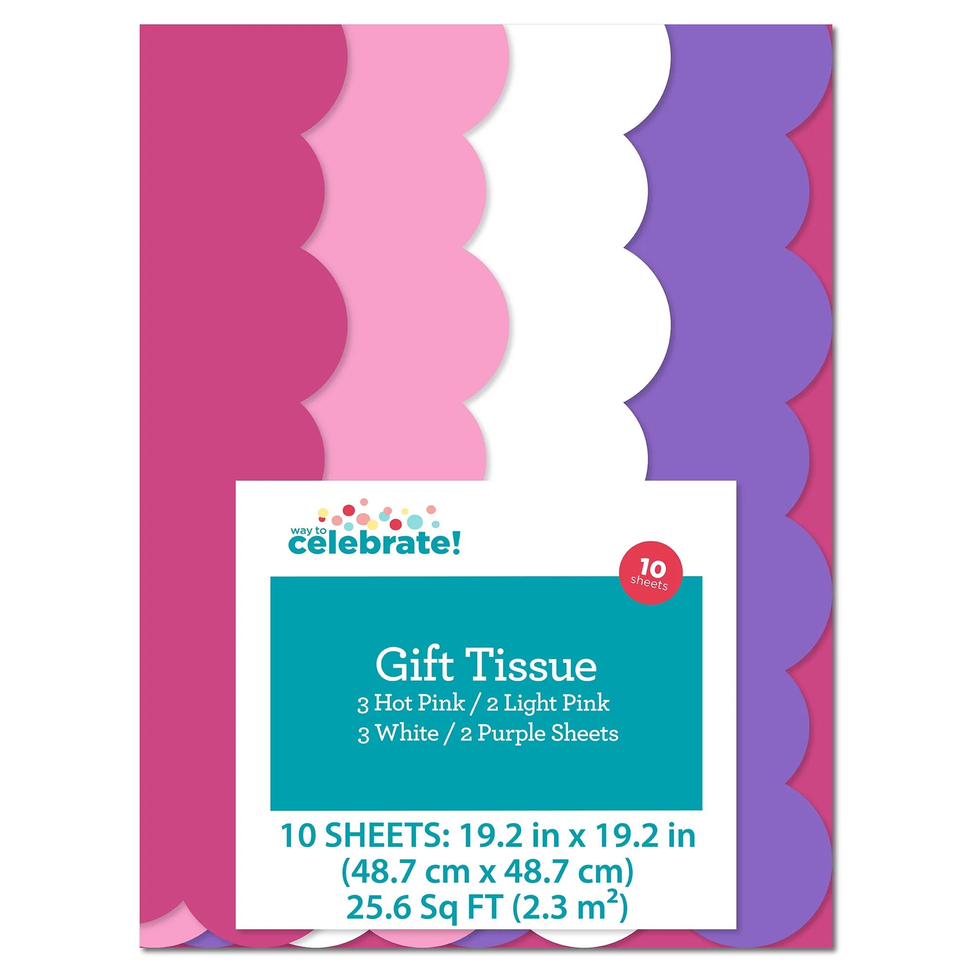 Way to Celebrate Scallop Edge Bright Tissue Paper Assortment 10 Count - Walmart.com | Walmart (US)